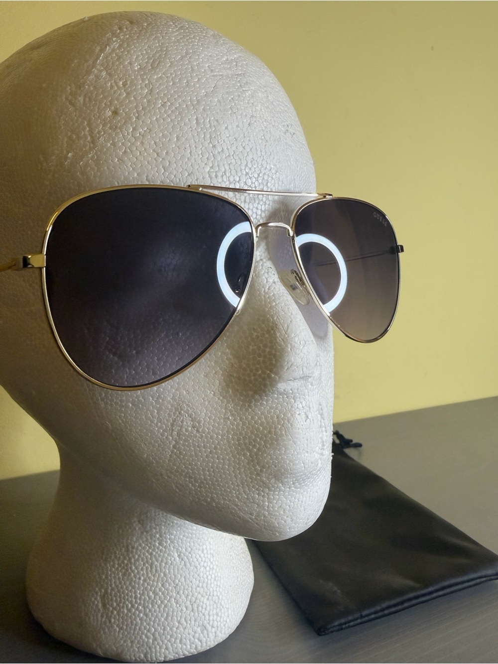 G by Guess Gold Aviator Sunglasses with Brown Gradient Lenses
